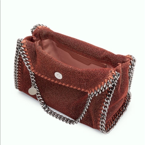 Stella McCartney Lurex Mini Falabella Tote-Copper/ red - Picture 6 of 7